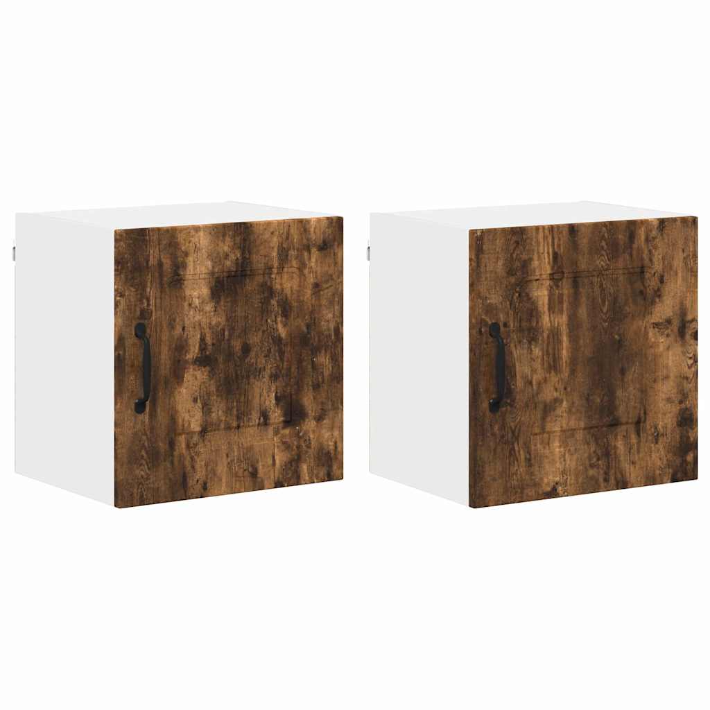 Kitchen Wall Cabinet with Door 2 pcs Smoked Oak 40 x 31 x 40 cm